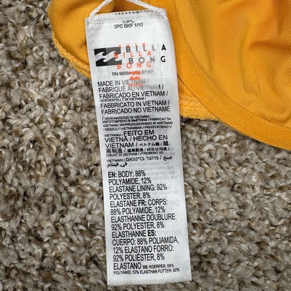 Billabong Yellow textured swim top - Picture 7 of 10